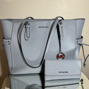 Michael Kors Large Light Blue Purse and Wallet